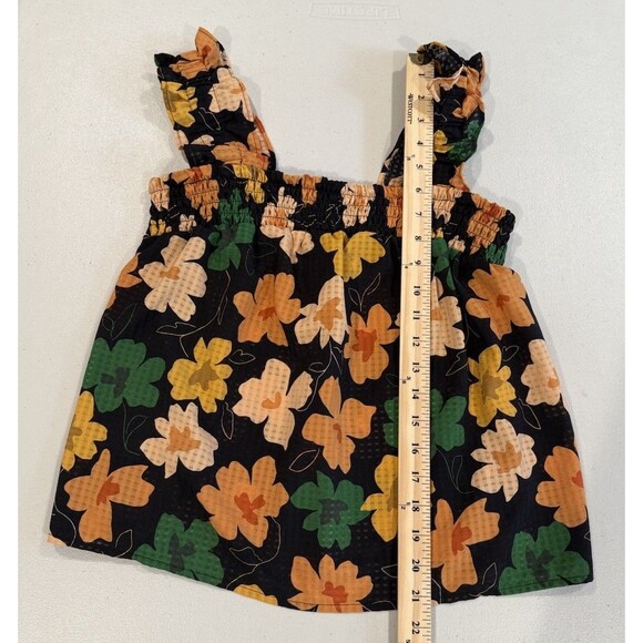 Who What Wear Top Womens Small Sleeveless Floral Stretch Ruffle Coquette Bloom - Picture 4 of 5